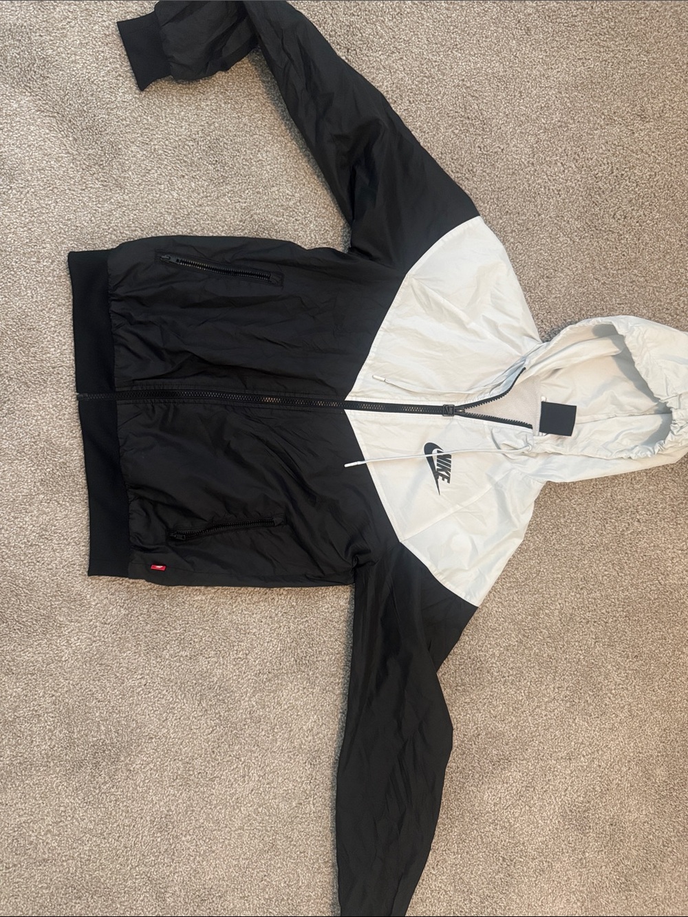 Nike Black and White Hooded Windbreaker Jacket